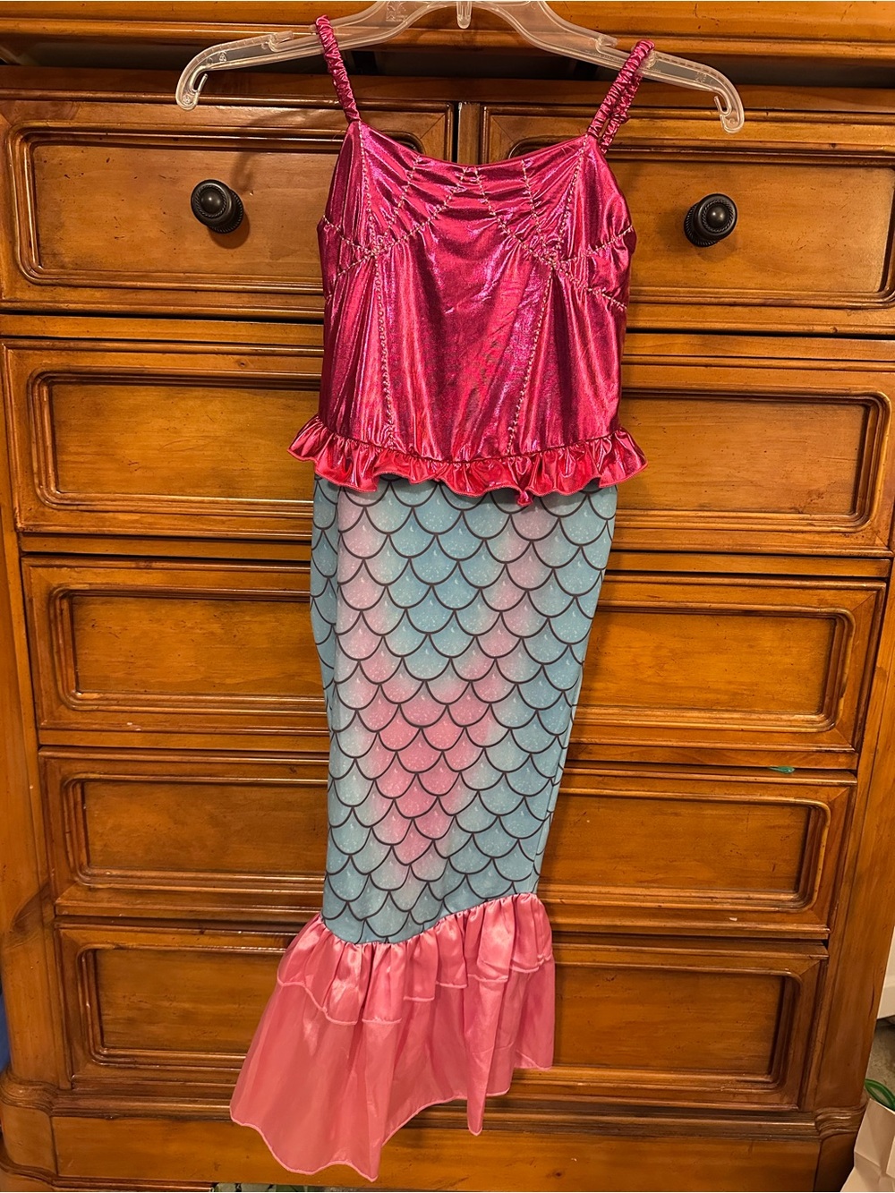 Pink Mermaid Costume Dress for Kids - Shimmery Top with Scaled Skirt